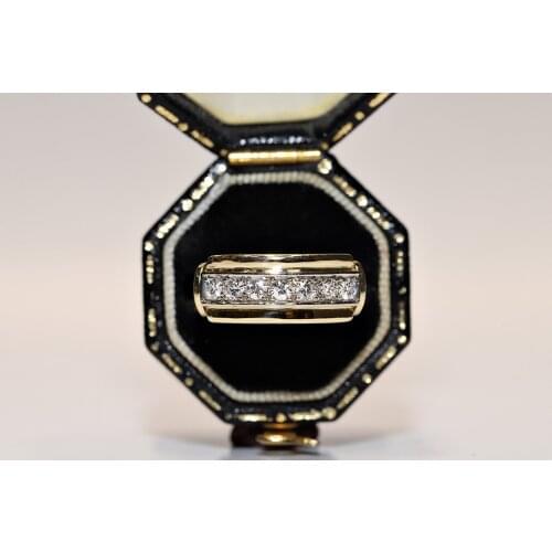 Vintage Original 14k Gold Natural Diamond Decorated Pretty Bant Style Ring