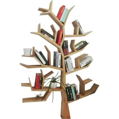TB1002Creative solid wood tree shelf racks floor living room bedroom wall decoration frame personality student children bookcase