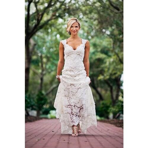 Vestido De Noiva 2020 Elegant Full Lace Wedding Dresses 2021 Open Back Sleeveless Summer Bridal Gown Wedding Gowns Formal Gown