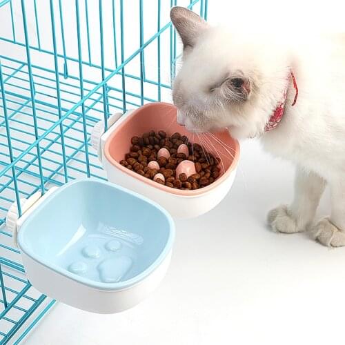 Pet Hanging Bowl Cats Dogs Cage Fixed Feeder Easy Cleaning Puppy Anti Choke Slow Feeding Food Bowls Kitten Drinking Water Dish