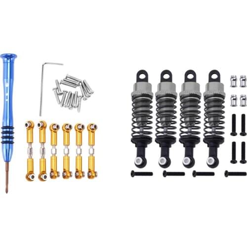 1set for WLtoys Adjustable Rods A959B A969 A979 K929 Yellow & 4Pcs Aluminum Shock Absorber Assembled Damper (Gray)