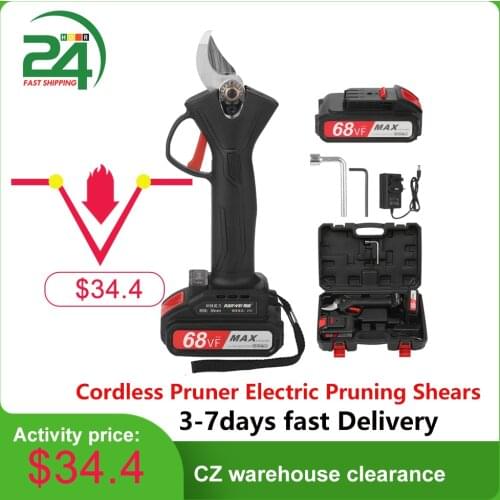 21V Brushless Cordless Electric Pruning Shears 4 Gear Adjustable Tree Branch Pruner Garden Clippers Rechargeable Battery Powered