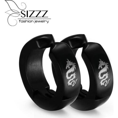 Fashion Black Hoop Earrings For Women Dragon Design Stainless Steel ear jewelry