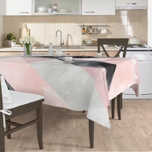 Table cloth living room kitchen cover grey pink white marble patterned micro fabric cover with runner pattern Free Shipping