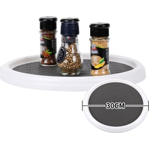 12 Inch Seasoning Tank Spice Storage Rack Pantry Cabinet Turntable Tray with Wide Base Organizer for Kitchen Bathroom