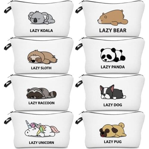 Cute Animal Storage Bag Women Makeup Bag Panda Dog Unicorn Sloth Pattern Travel Portable Toiletry Bag Clutch Interesting Gift