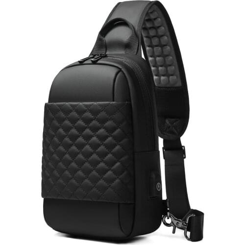 EURCOOL Messenger Bag for Men Black Crossbody Bags men for 7.9" iPad Waterproof Shoulder Bag USB Charging Chest Pack n1903