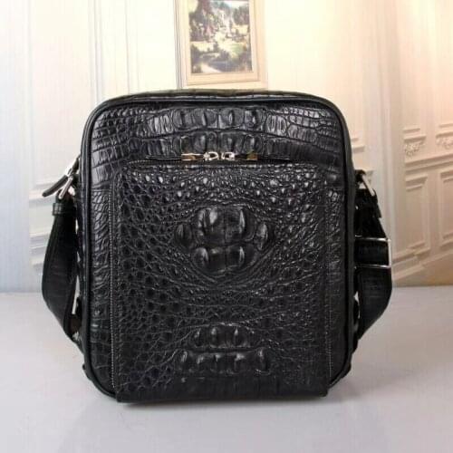 Authentic Crocodile Leather Mens Messenger Bag Small Flap Sling Purse Genuine Alligator Skin Male Single Cross Shoulder Bag