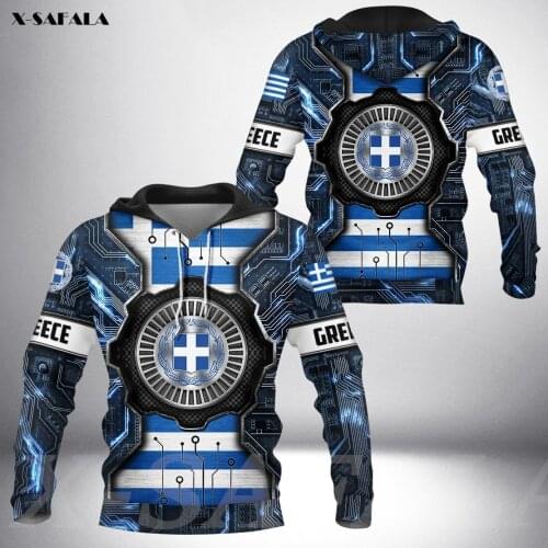 Greece National Emblem Skull Country Map Flag 3D All Printed Hoodie Man Women Harajuku Zipper Pullover Sweatshirt Jacket