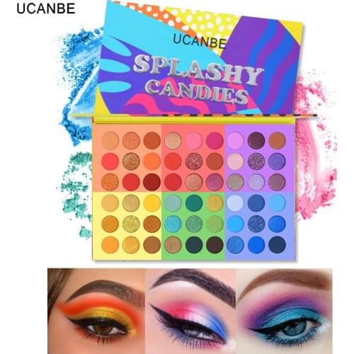 UCANBE 54 Colors Glitter Shimmer Eyeshadow Palette Candies Summer Look Eyes Makeup Waterproof Matte Eyeshadow Powder Cosmetics