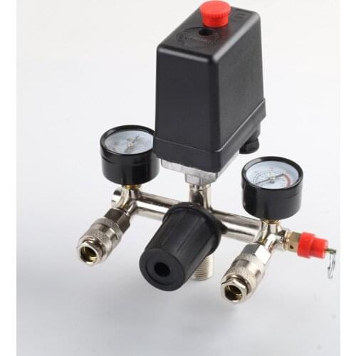220/380V Universal Air Compressor Bracket Assembly NF Switch Control Valve Quick Couplings 95-125 PSI Adjustable Pressure Valve