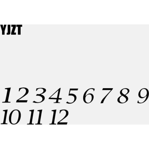YJZT 16.7CM*4.2CM Clock Number Set 1 2 3 4 5 6 7 8 9 10 11 12 Car Sticker Vinyl Decal Black/Silver C3-1149