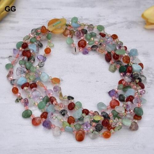5Strands Crystal Jasper Gems Stone Torsade Necklace
