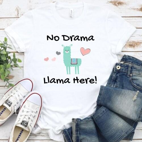 Llama Print Harajuku Top Women Casual Ladies Basic O-collar T-shirt Short Sleeved Women T-shirt Girl,Drop Ship