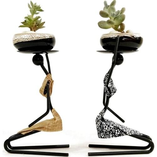 Woman Mini Succulent Flower Pot Romantic Girl Character Iron Figure Flower Stand Home Decoration Birthday Gift