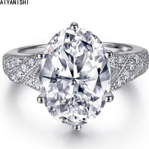 AIYANISHI 925 Sterling Silver Big oval Rings for Women Bridal Engagement Wedding Silver Rings Anniversary Promise Ring Jewelry