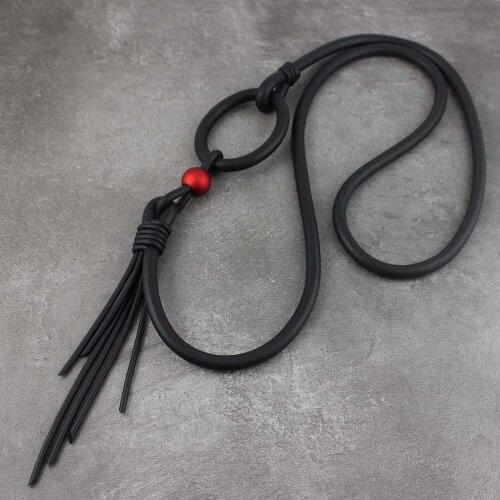 Red Bead Necklaces For Women Long Necklaces Designer Handmade Rubber Jewelry Necklace Fashion Office Lady Style Gift