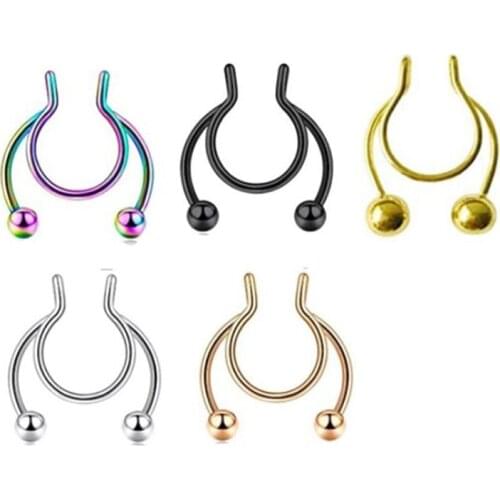 1pcs Fashion Nose ring New Nose Clip Stainless Steel Hot Sale Nasal Septum False Nose Ring Piercing Jewelry