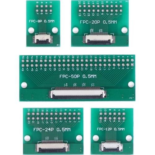 1PCS 8P/12P/20P/24P/50Pin 0.5mm FFC FPC to DIP 2.54mm PCB Converter Board Adapter Socket Plate Welding With Connector