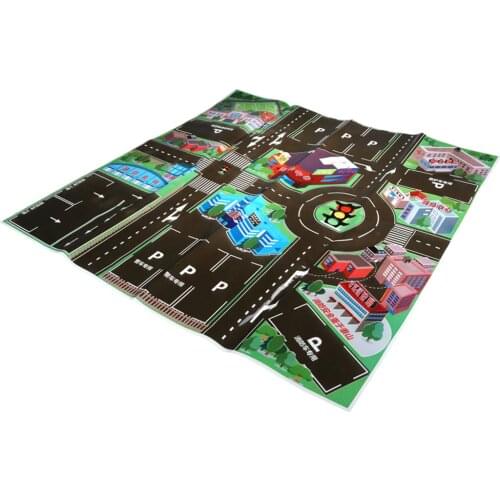 1PCS Thick Town City Traffic Baby Crawling Mat Green Road PVC Climbing Pad Childrens Play Mat Carpet For Baby 70 * 70CM