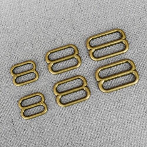 10 Pcs/Lot 15mm 20mm 25mm Bronze Webbing Metal Straps Adjuster Slider DIY Bag Dog Collar Belt Buckle Garment Sewing Accessory