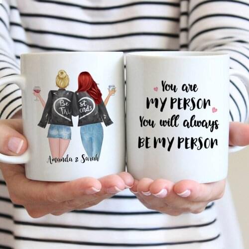 11oz/15oz Best Friends Mugs Personalized 2 Girls Names White Coffee Mug Girls Gift Cute Cups Tazas De Ceramica Creativas R2050