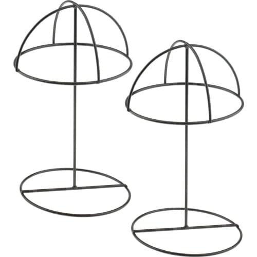 2 Pieces Freestanding Black Metal Hat Rack / Wig Holder Storage Display Stand Baseball Hats Display Rack for Salon Home Shop