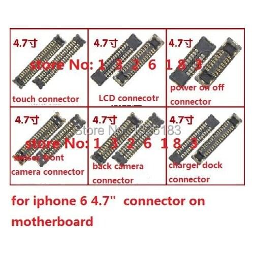 30Sets for iPhone 6 6G 4.7' LCD touch digitizer power sensor front back camera charger dock port FPC connector on board