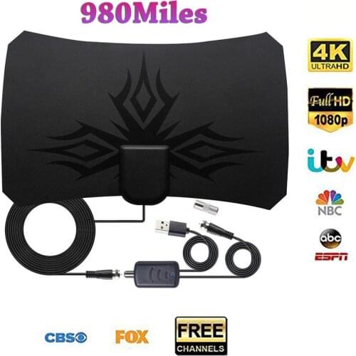 4K Digital HDTV Aerial Indoor Amplified Antenna 980 Miles Range With HD1080P DVB-T2 HD TV Antenna TV Signal Receiver