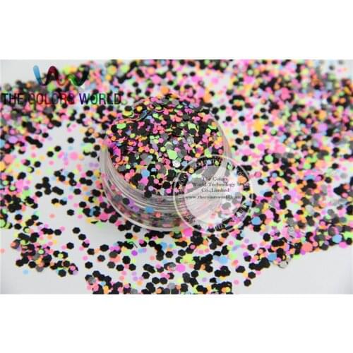 ANG2515-9 Solvent Resistant Mix Neon Colors Hexagon shape Glitter for Nail Polish Acrylic, polish and DIY supplies