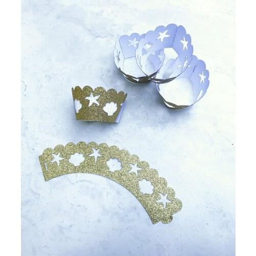 Glitter cupcake wrappers Mermaid birthday nautical wedding Bachelorette baby bridal shower party cake holders containers