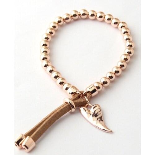 Free Shipping RoseGold Plated Heart Charm Bracelets & Bangles