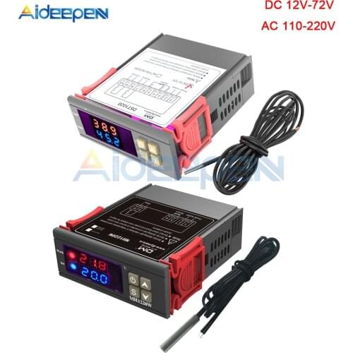 MH1220W DST1020 DC 12V-72V AC 110-220V Digital Temperature Regulator Controller Thermostat Heater Cooler Dual Display 24V 36V
