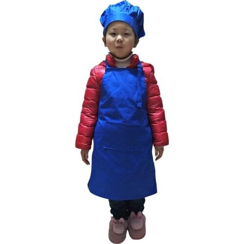 Colorful Solid Cotton Kids Apron and Chef Hat Apron Set Child Cooking Painting Apron Avental de Cozinha Divertido Pinafore