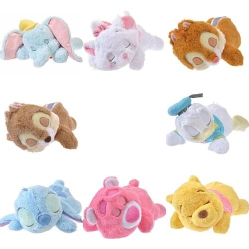 DISNEY Sleeping Position Dumbo Stitch Pooh Bear Don Lotso Stuffed Plush Toys Soft Nap Pillow Plush Dolls Gifts for Children Kids