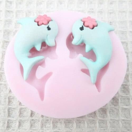 Double One silicone mold DIY resin jewelry pendant Two Dolphins Cute Animal Jewelry Making for gift