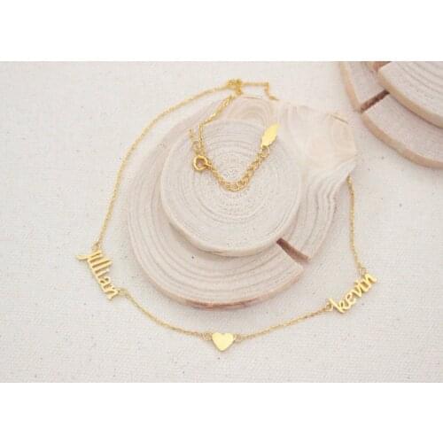 Duoying Double Names Layered Necklace Custom Name Jewelry Triple Personalized Names Necklace Dainty Names Necklace MOM Gift