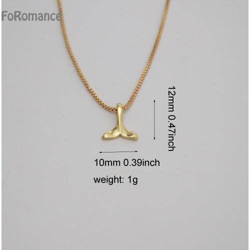 FoRomance YELLOW GOLD PLATED GP 45CM BOX CHAIN & PLAIN SURFACE FISH TAIL SMALL PENDANT WIDTH 10MM 0.39INCH