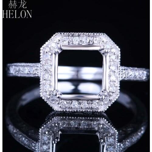 HELON 925 sterling silver ring 8x8mm Cushion Cut Vintage Engagement wedding Semi Mount Ring Setting Women Trendy Fine jewelry