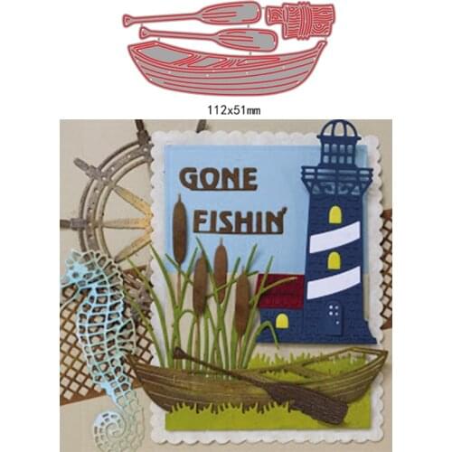 Beautiful Boat Set Paddles Wooden Pile Can Be Use On River Lake Metal Cutting Dies For DIY Scrapbooking Album Cards Decora Dies