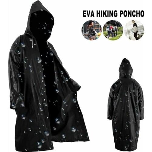Solid Adults Raincoat Outdoor Rainwear EVA Cloth Hoodie Long Rain Waterproof with Hat Buttons Slicker Man Woman Dropping