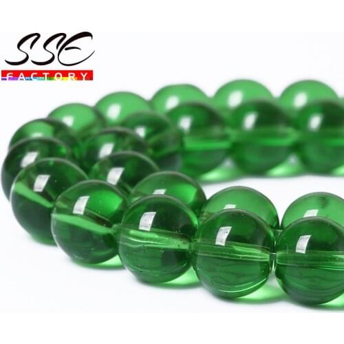 Wholesale Green Crystal Glass Beads Round Loose Spacer Beads 15"Strand 4 6 8 10 12 mm Diy Bracelet Necklace For Jewelry Making