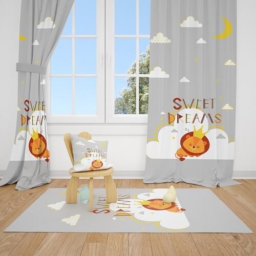 Paria Home Cute Lion Children 'S Room Backdrop Curtain Single Wing