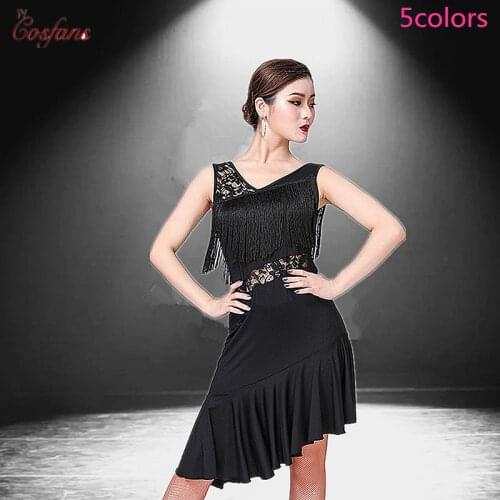 Latin Dance Dress Women/Girls/Lady New Sexy Fringe Salsa/Ballroom/Tango/Cha Cha/Rumba/Samba/Latin Dresses 5colors free shipping
