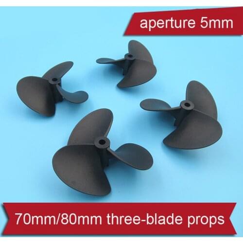 2PCS 70mm/80mm Propeller Three-blade Fully Submerged Props CW CCW 5mm Aperture Propellers for RC Boats ROV Underwater Drone DIY