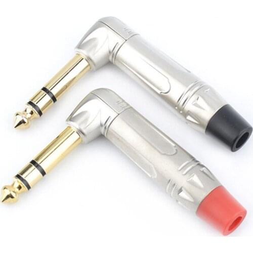 L Type 6.35mm Plug Connectors 1/4" Jack 3 Poles 90 Degree Adapter 6.5mm Speaker Connector For Microphone Mixer TRS Guitar Cable