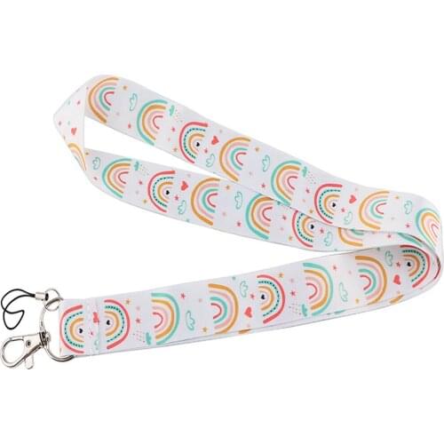 Rainbow Cartoon Lanyard Keychain Neck Strap For Keys ID Card Cell Phone Straps Badge Holder Hang Rope Webbing Mobile Accessories