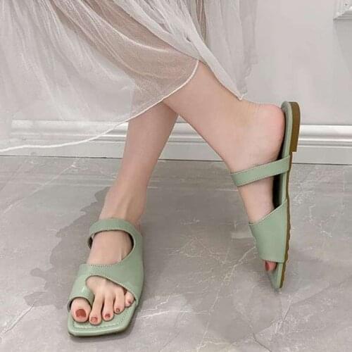 Solid candy color sandals women shoes PU 2021 summer shoes women slippers sewing non-slip flats woman sandals sneakers
