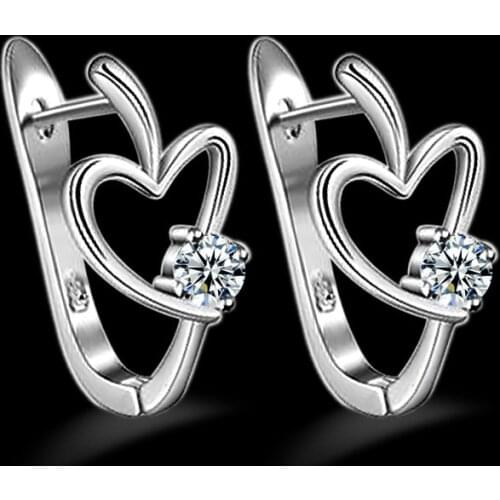 New Sterling Silver 925 Earrings Heart-Shaped Zircon Earrings Earrings Woman Wedding Gift Jewelry