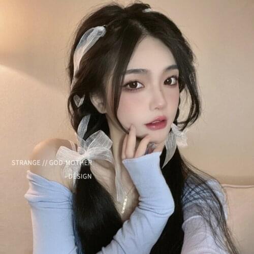 Retro ribbon hairpin female summer headband thin headdress fairy side tie hair bow go out silk scarf hair rope hairpin hair rope